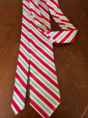 Hallmark Red White and Green Striped Holiday Tie